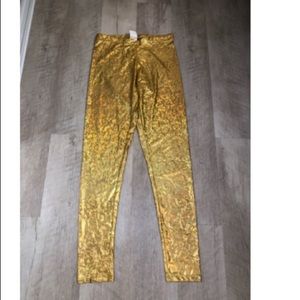 Gold Metallic Leggings
